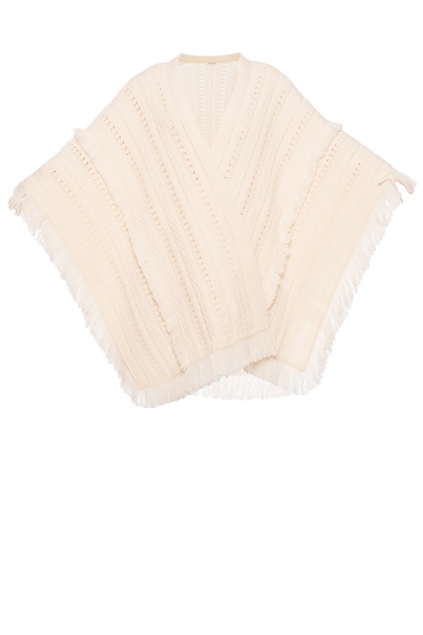 Poncho with fringes Saint Laurent - SchaferandweinerShops Poncho with fringes Saint Laurent - SchaferandweinerShops